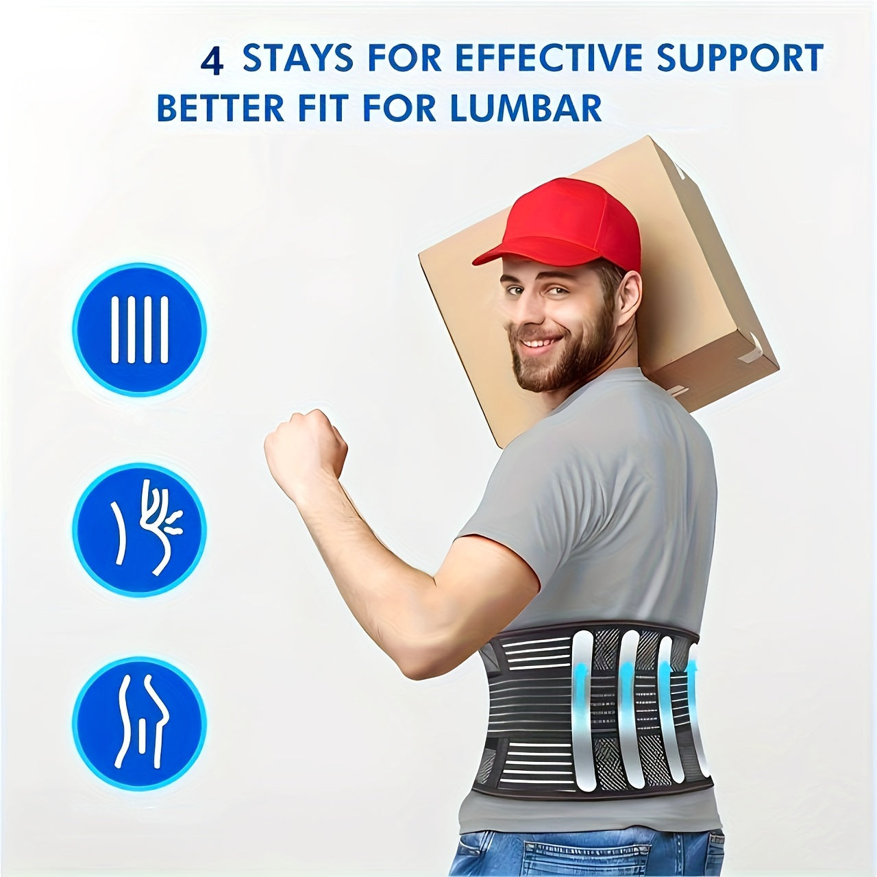 [1pc Adjustable Lower Back Brace] 1pc Adjustable Back Brace for Lower Back