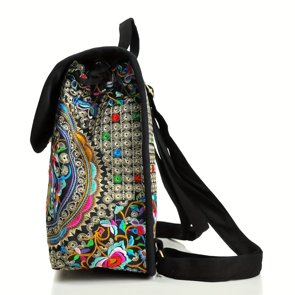 [Vintage Backpack] Vintage Floral GUDAOBELL Women's Backpack | Pink Geometric Pattern Travel Bag with Tablet Compartment, Adjustable Shoulder Straps & Drawstring Closure for Work, Daily Use