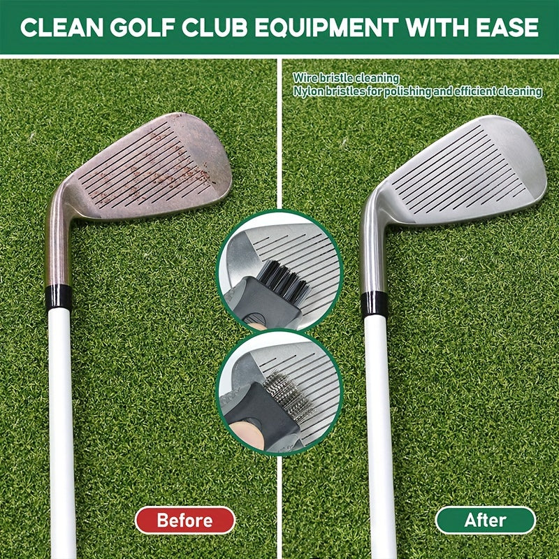 Retractable Pocket Golf Club Cleaning Brush Tool - Wire Brush Club Groove Double Side Cleaner, Golf Accessories
