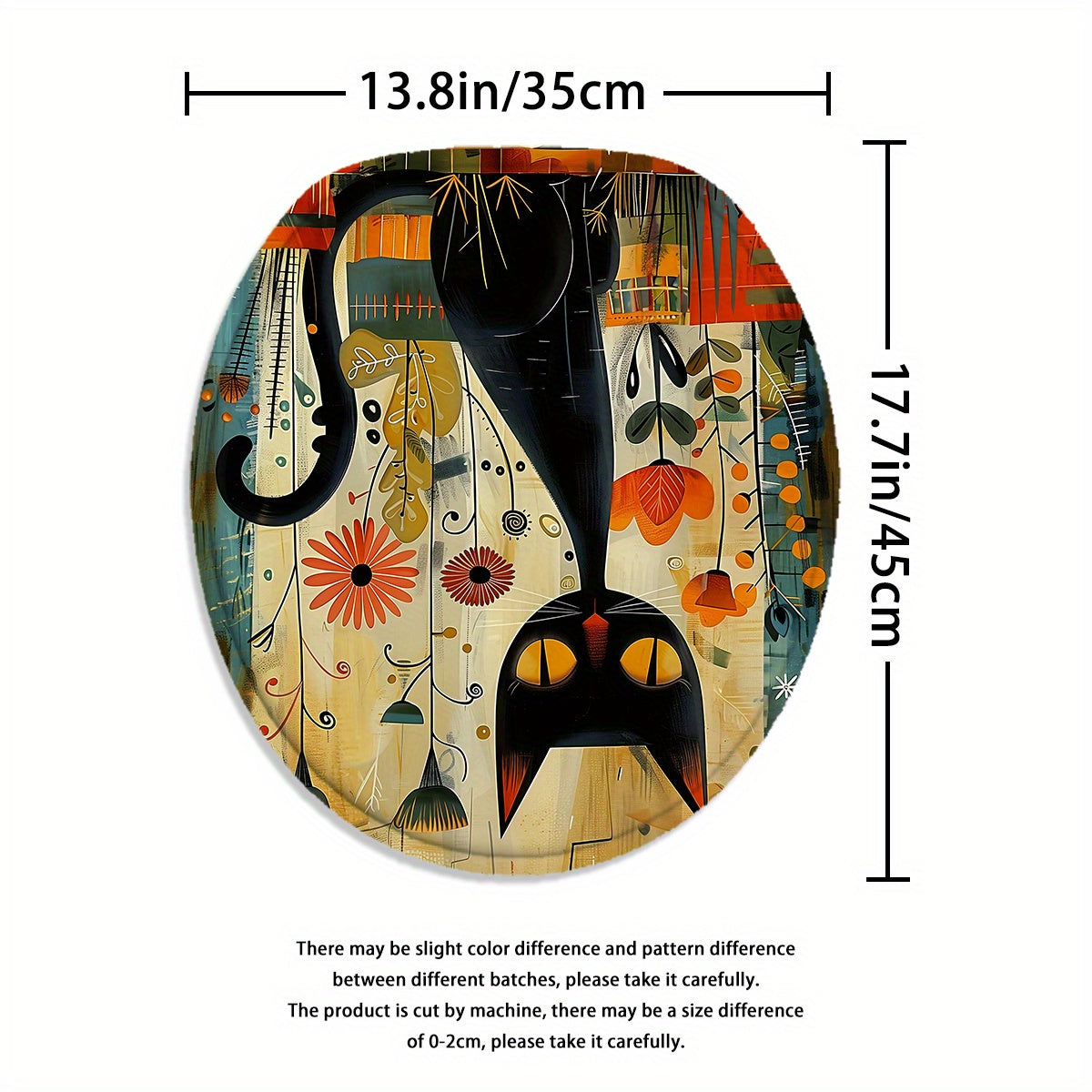 4pcs Black Cat Arts Theme Bathroom Set, Water-Resistant Polyester Shower Curtain with Non-Slip Rugs and Hooks, Woven Knit Fabric, All-Season Decor, Easy Wipe Clean