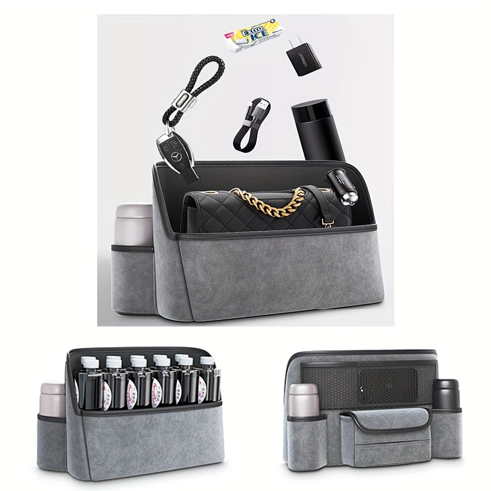Car Handbag Holder Between Seats Suede Large Capacity Car Purse Holder Automotive Consoles & Organizers For Document Phone Storage Car Organizer