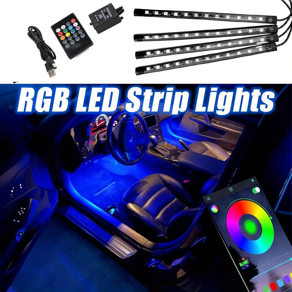 1pc 400 Inch 9-in-1 RGB LED Car Interior Strip Lights