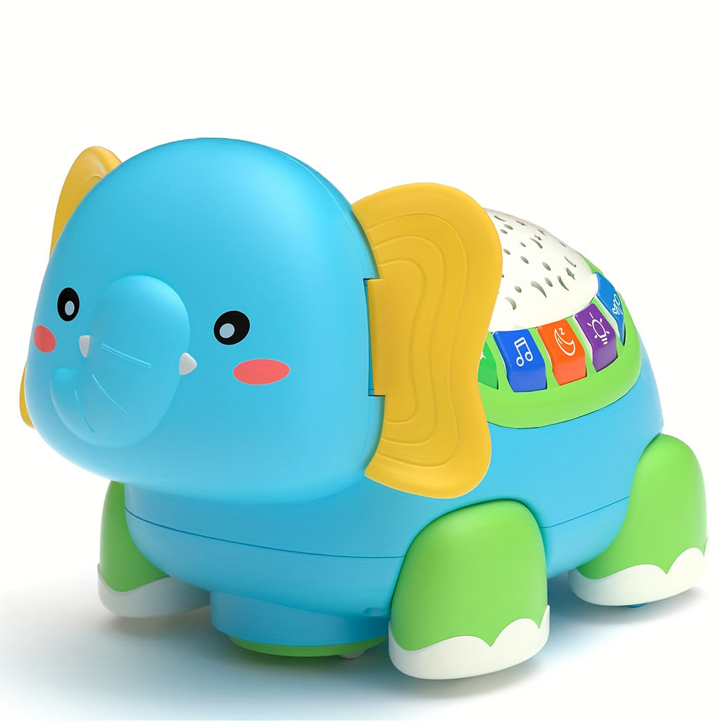 Crawling Baby Toys, Infant Tummy Time Toys with Star Projector Music and Light, Elephant Interactive Sensory Toy for Baby, Early Developmental Toys for Boys Girls, Christmas Gift