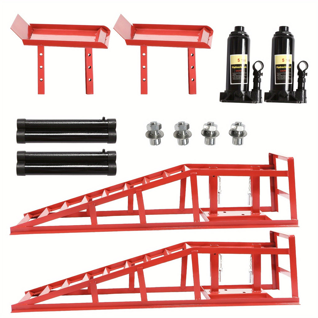 [Hydraulic Car Ramps] Car Ramps 2 Pack Hydraulic High Lift Service Vehicle Ramps 5T 11023 Lbs Automotive Truck Wheel Ramps for Oil Changes with Support Jack for DIY Repair Stores Auto Beauty Stores