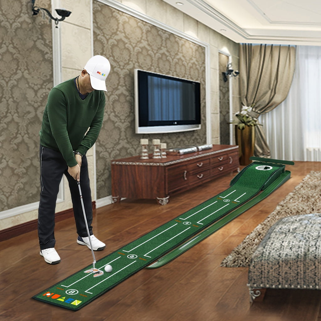 [Golf Putting Mat] HUAEN 8ft Golf Putting Mat with Alignment Guides -
