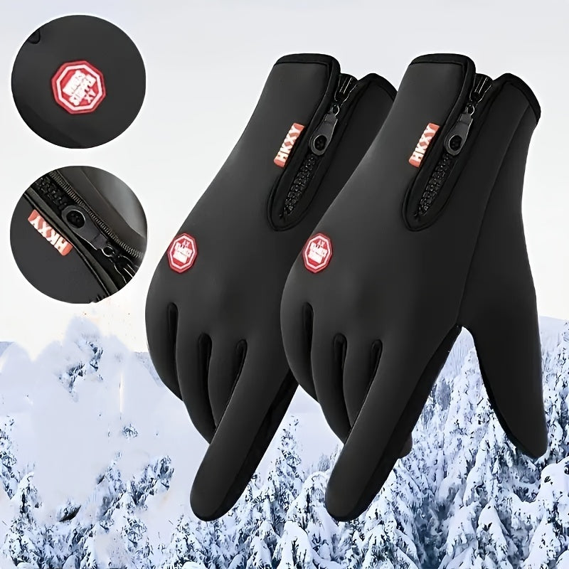 Thermal Gloves, Thermal Gloves For Men And Women With Touch Screen Function, Silicone Non-Slip For Palm, Sports Thermal Gloves For Autumn Winter, Windshield Rainproof Thermal Gloves