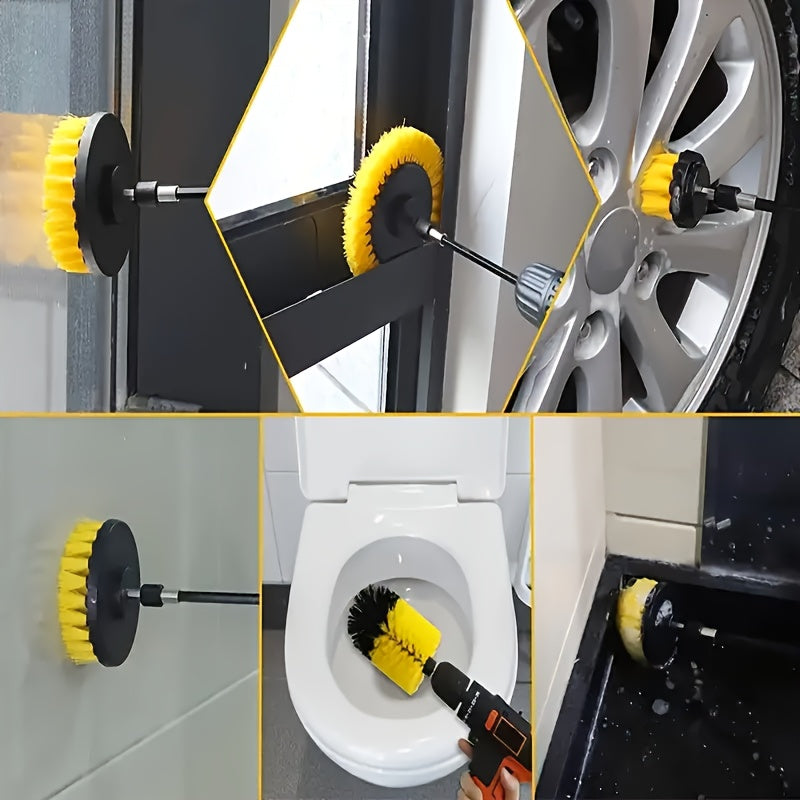 3/7pcs/set, Drill Brush Attachment Set, Power Scrubber Wash Cleaning Brushes Tool Kit, All Purpose Drill Brush With Extension For Grout Floor, Tub Shower Tile, Bathroom, Kitchen Surface And Car