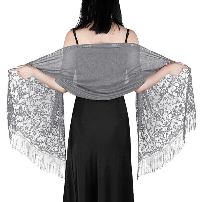 Solid Shawls Wraps For Evening Dresses Lightweight Scarfs For Women With Fringe Floral Lace Scarf For Wedding Party
