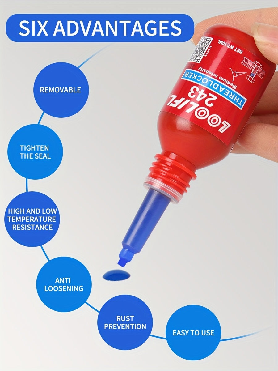 1/3pcs Multifunctional Vitamin Adhesive 222/243 Medium High Strength Screw Glue Medium High Strength Automotive Special Screw Glue Anti-slip Fastening Anaerobic Glue Removable And More