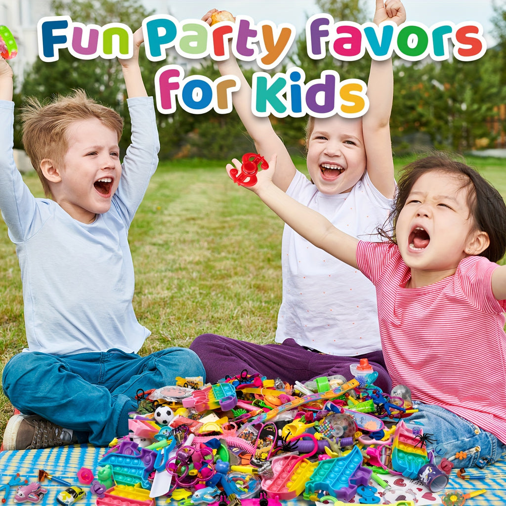 600 PCS Sensory Fidget Party Toys Pack Balls, Rainbow Springs, Wacky Tracks, And More  With Random Colors -