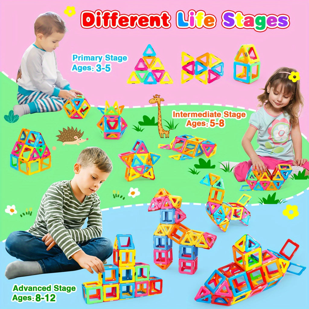 52pcs Magnetic Tiles STEM Sensory Building Toys, Must Haves Educational Game halloween, christmas gift