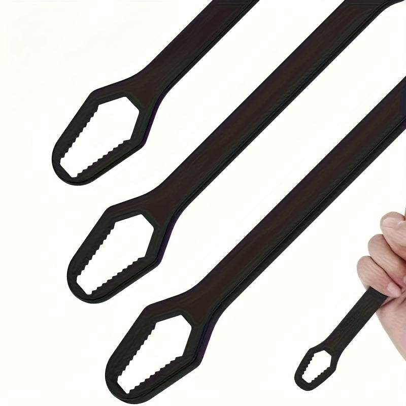 Heavy Duty Metal Ratchet Wrench Set - Double-Ended Torque Wrench with Self-Locking Mechanism, 6/9 Inch, Black, for Auto & Bicycle Repair, Tool for Automotive, Bicycle