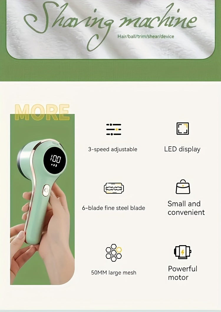 Rechargeable Fabric Shaver - Electric Lint Remover for Clothes, Sweaters, and Plush Toys with Safe Mesh Protection and Portable Design