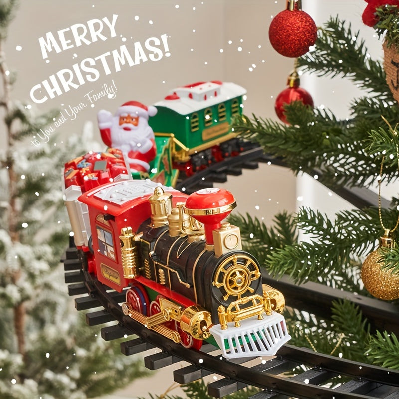 Foreign Trade Electric Christmas Train, Electric Sound And Light Can Hang Christmas Tree Christmas Rail Car, Christmas Gift Toys Peripheral Products Christmas Decor Gift For Christmas Halloween,