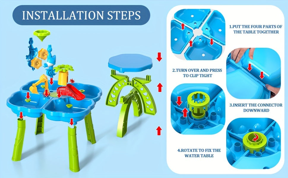 Water and Beach Four-leaf Clover Shape Table Toys, Summer Outdoor Activity for Youngsters Youngsters Boys and Girls
