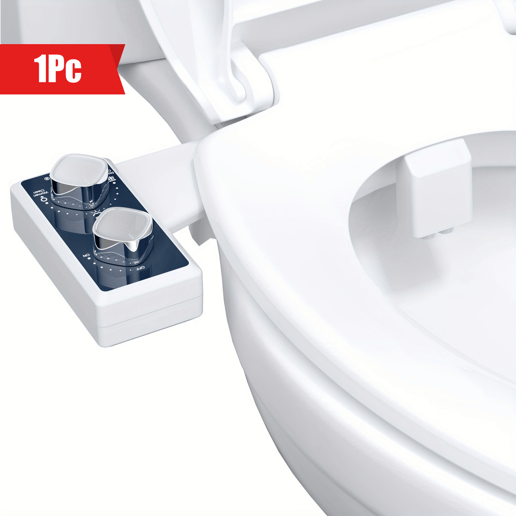 1pc Bidet Attachment For Toilet, Toilet Seat Bidet, Dual Self-Cleaning And Retractable Nozzle, Pressure Control, Non-Electric Attachment For Rear Washing And Sanitizing, Cold Water (Blue)