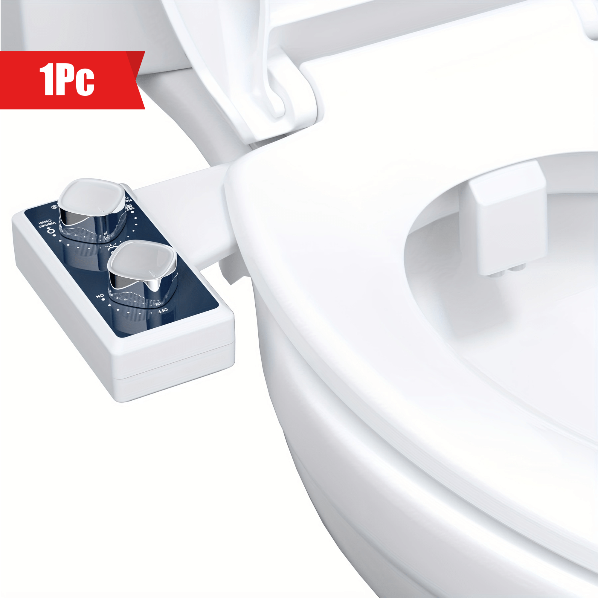 1pc Bidet Attachment For Toilet, Toilet Seat Bidet, Dual Self-Cleaning And Retractable Nozzle, Pressure Control, Non-Electric Attachment For Rear Washing And Sanitizing, Cold Water (Blue)