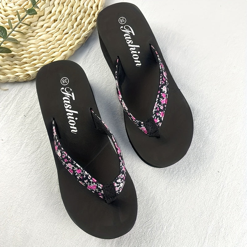 Women'S Floral Print Flip Flops - Lightweight EVA Sole & Insole, Comfortable Fabric Straps