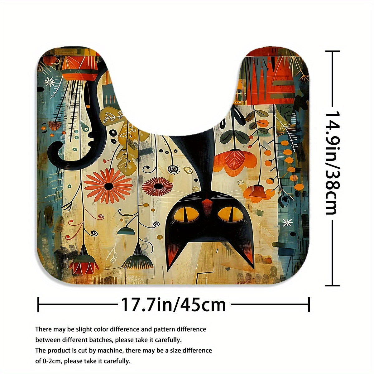 4pcs Black Cat Arts Theme Bathroom Set, Water-Resistant Polyester Shower Curtain with Non-Slip Rugs and Hooks, Woven Knit Fabric, All-Season Decor, Easy Wipe Clean