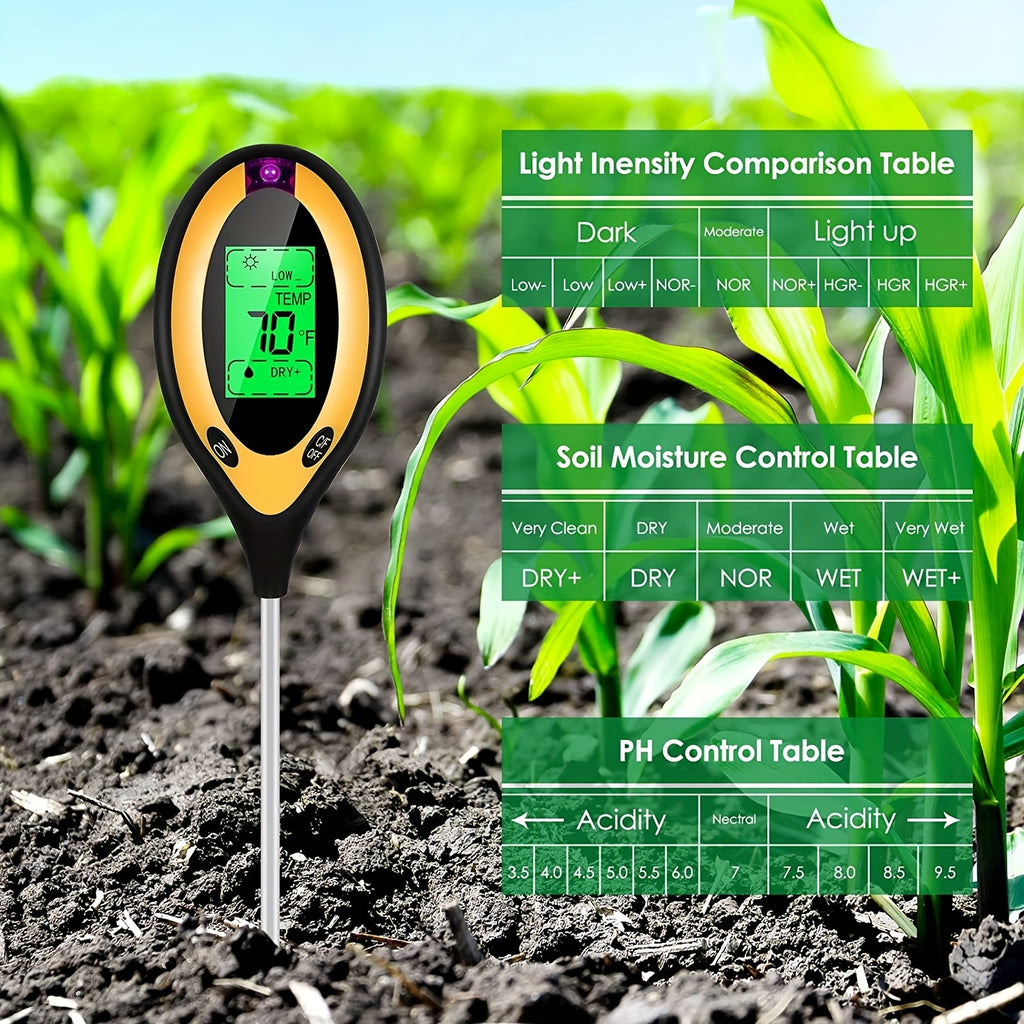 1pc 4-in-1 Soil Detector Light Temperature Soil Moisture Meter PH Value Soil Tester, Plant & Soil Monitoring
