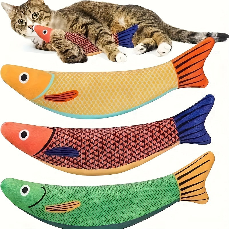 3 Pack Potaroma Cat Toys Saury Fish, Catnip Crinkle Sound Toys Soft and Durable, Interactive Cat Kicker Toys for Indoor Kitten Exercise 9.4 Inches for All Breeds