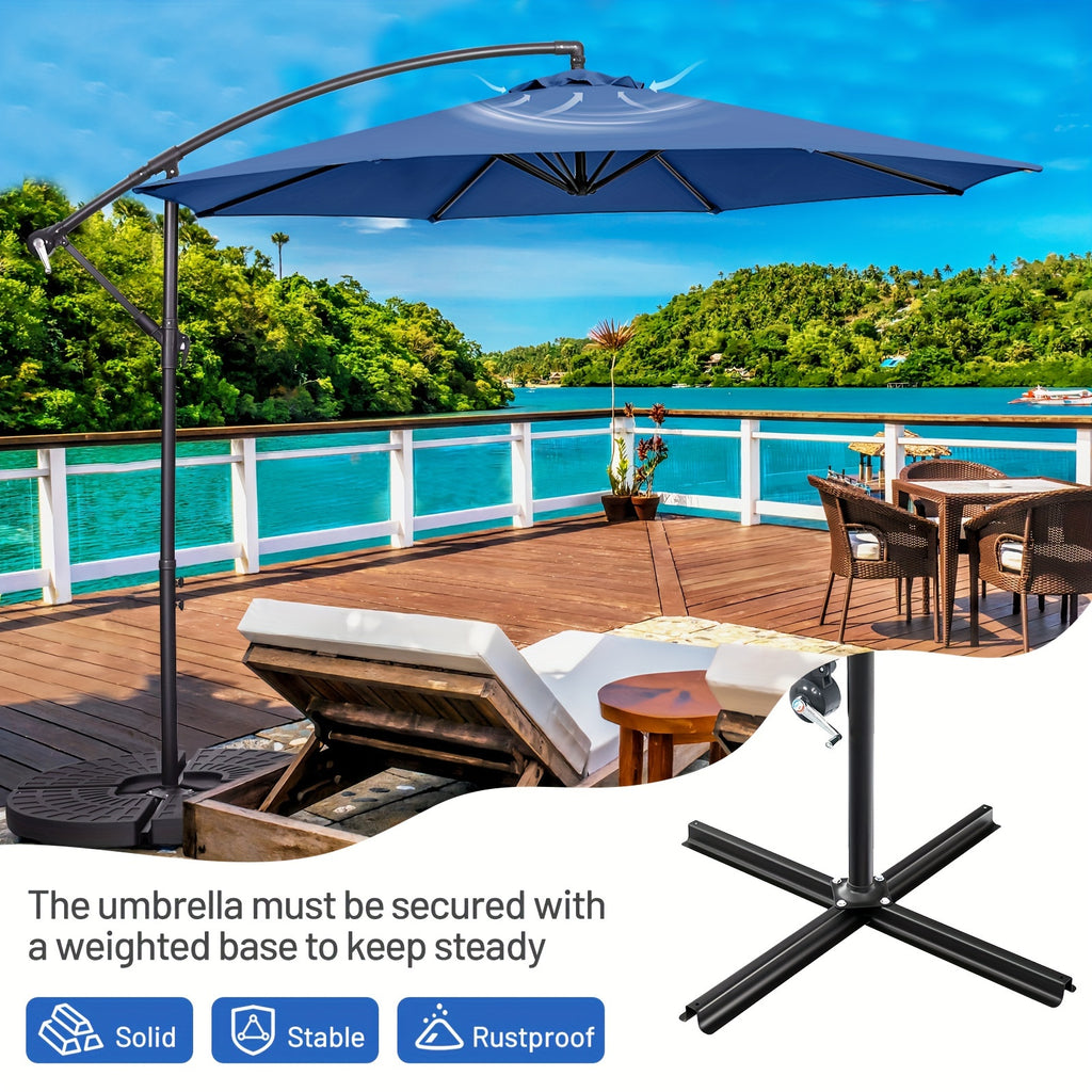 COSTWAY 10 FT Patio Umbrella 8 Ribs Umbrella With Cross Base Stand - Outdoor Patio Garden Shade - For Backyard, Poolside, Beach - Suitable for Families & Entertainers - Perfect Gift for Housewarming
