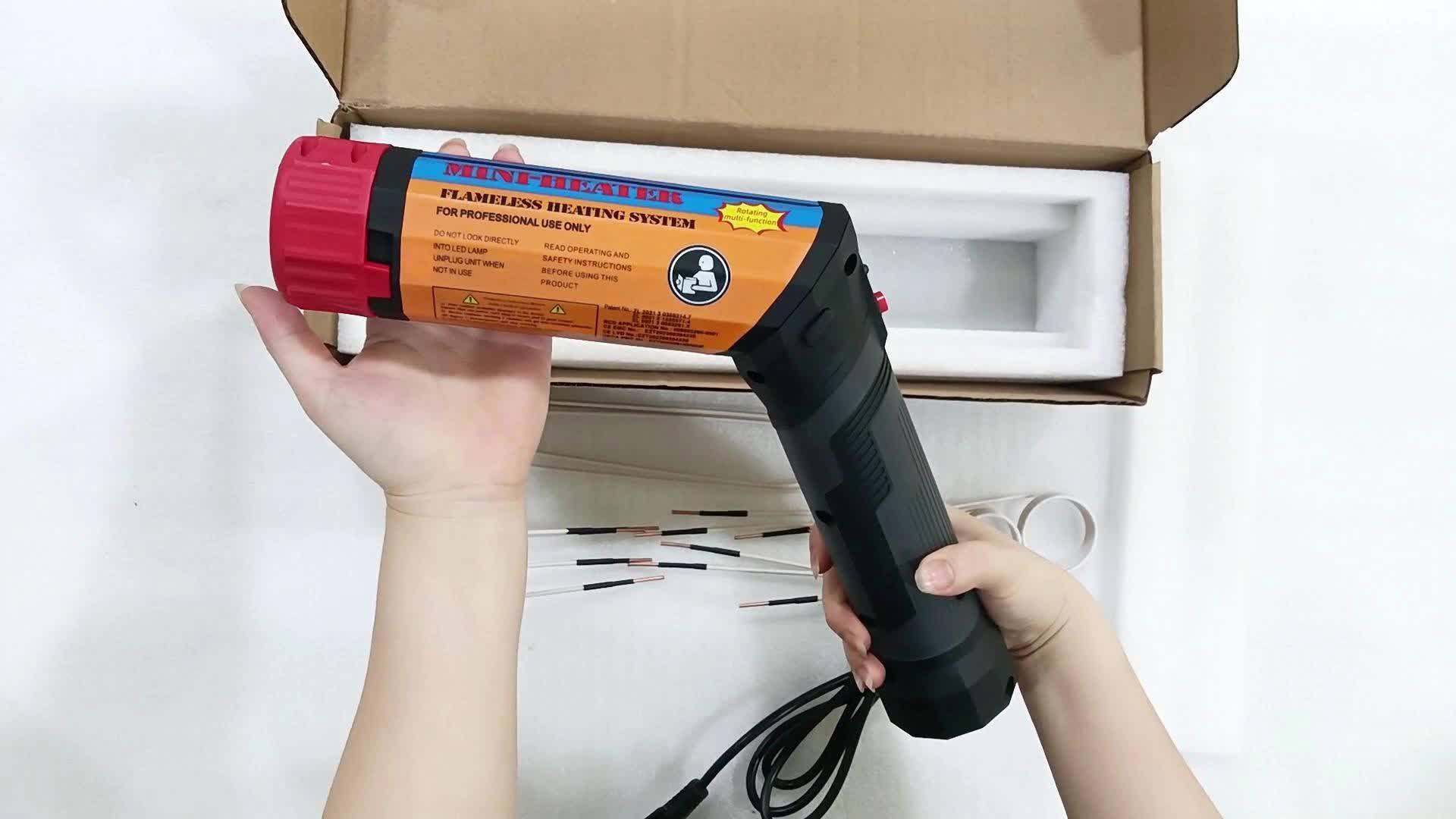 1100W Handheld Magnetic Induction Heater Kit with 8 Coils, Flameless Heat Tool for Automotive Applications, 110-130V Power Supply, US Plug - No Fuel Required
