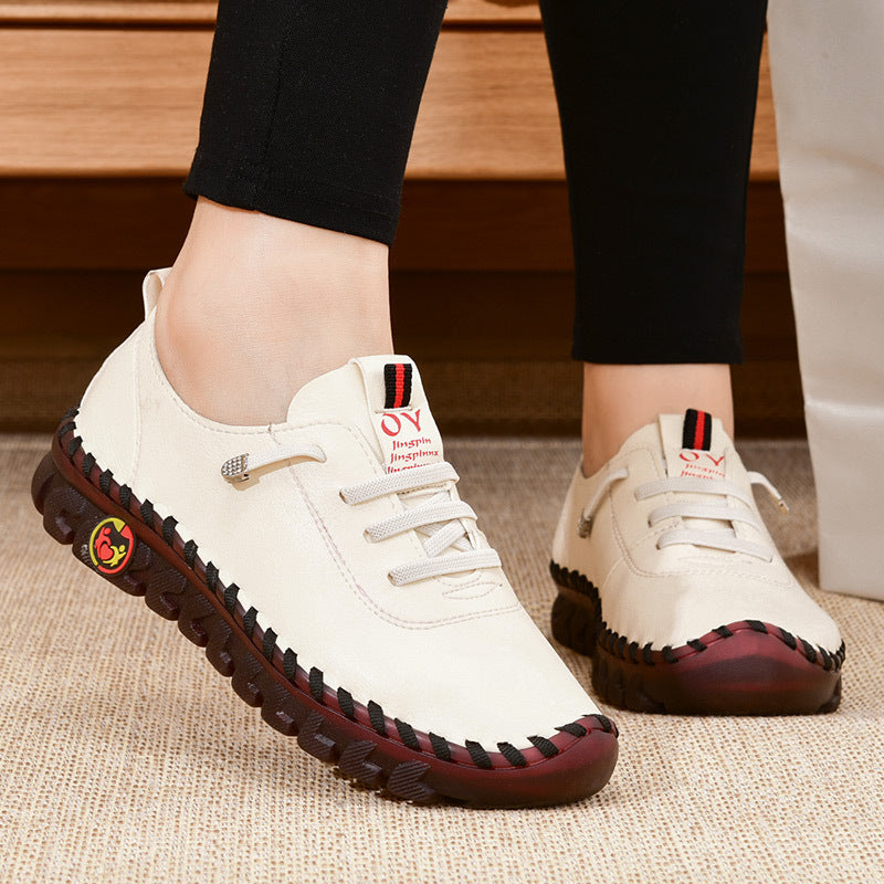Women's / Round-Toe Flat Shoes with Spoils Accent - Casual Comfortable All-Season Sneakers, PVC Sole & Soft, Breathable for Square Dance, Casual Attire -  Upper (North America/Europe Style)
