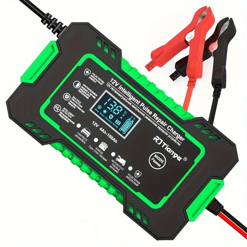 Car Battery Charger, 12V 2Ah-100Ah Smart Battery Trickle Charger Automotive Battery Maintainer Desulfator with Temperature Compensation