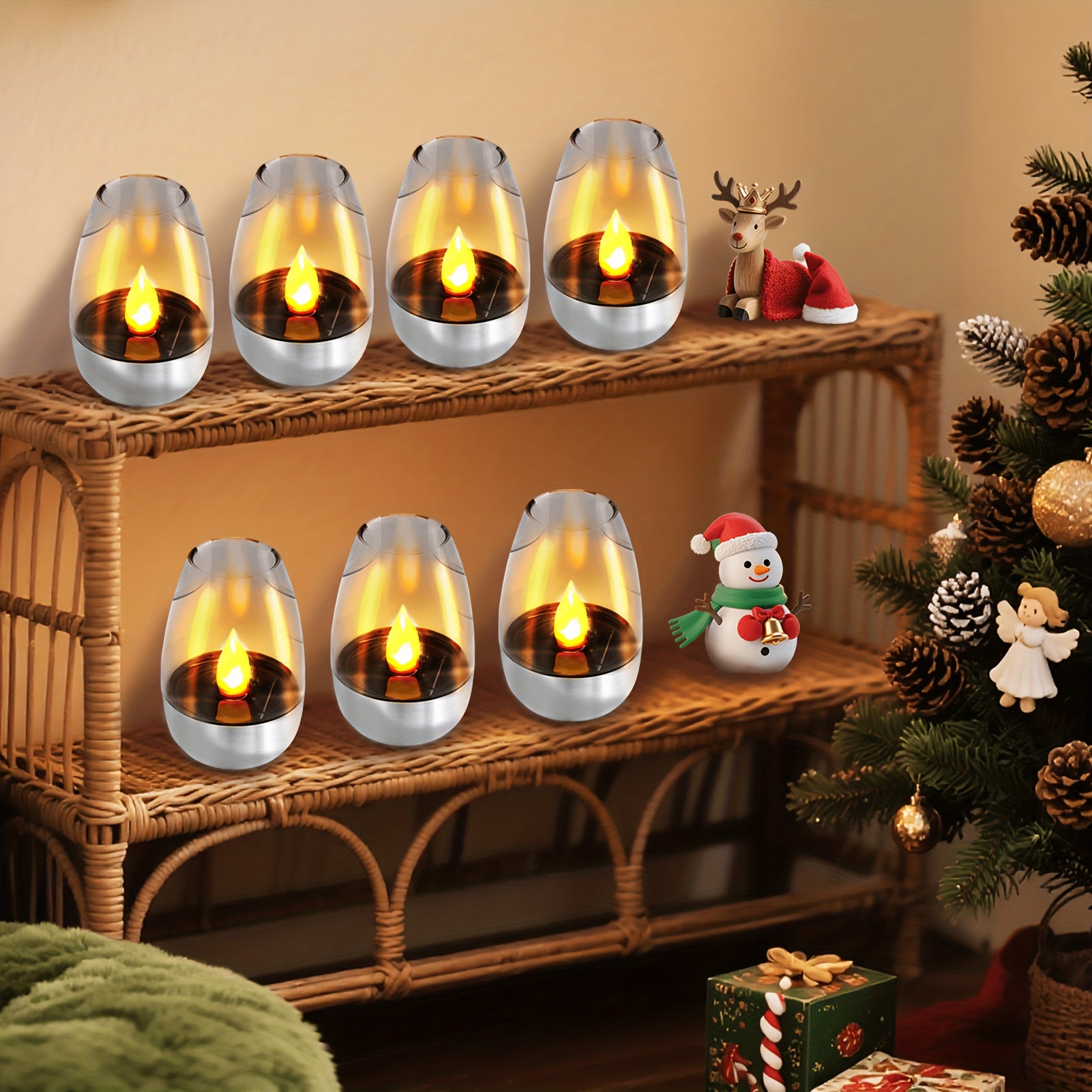 6/4pcs Flameless Flickering Candles | Outdoor Waterproof Solar Lights, IP44/IP65 Waterproof, LED Decorative Candlelight Suitable for Party, Wedding, Bar, Home Decor, Dinner, Outdoor Picnic, Christmas Decorative Lights, Candle