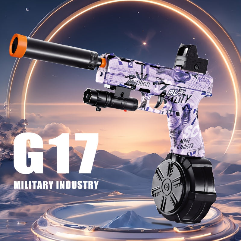 G17 Electric Gel Jet Ball Toy Gun 7.4v High-Speed Continuous Firing Upgrade Highly Assembled Toys, Manual/Auto Dual Mode, Outdoor Fun Team Shooting Activity Game, Christmas Gift, Bullets Not Included