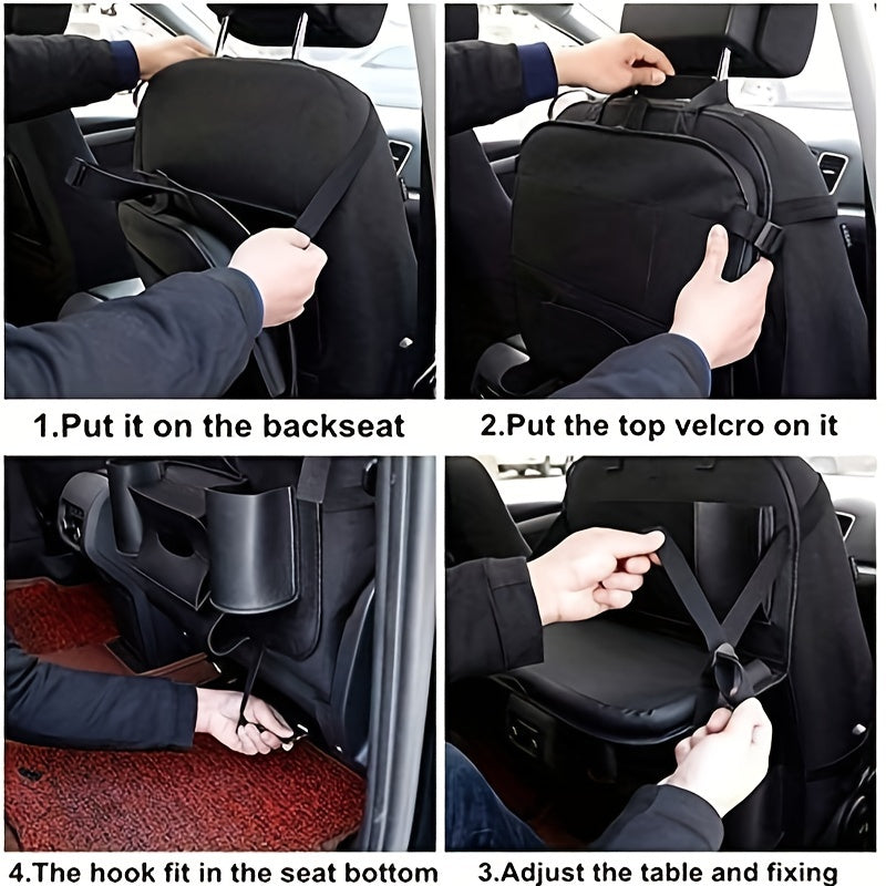 2 Pack Car Back seat Organizer with Foldable Table Tray, PU Leather Car Back seat Organizer for Babies Toys Storage with Foldable Dining Table Holder Pocket