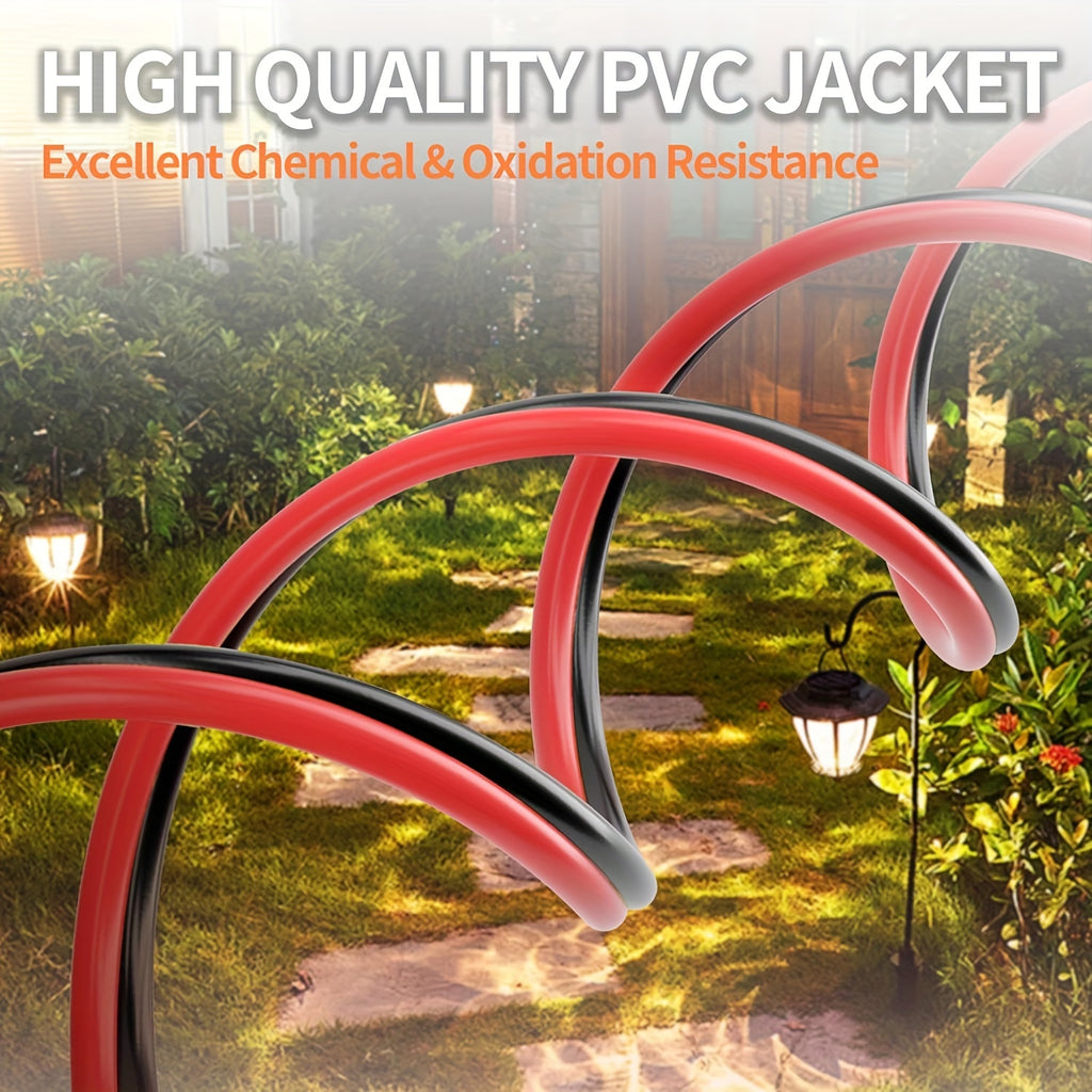 1pc 12 Gauge Twin Conductor Wire, 110V/220V Metal Electrical Cable, Red and Black PVC Insulated Copper Clad Aluminum Extension Cord for High Powered Speakers, LED, Automotive - No Battery Required