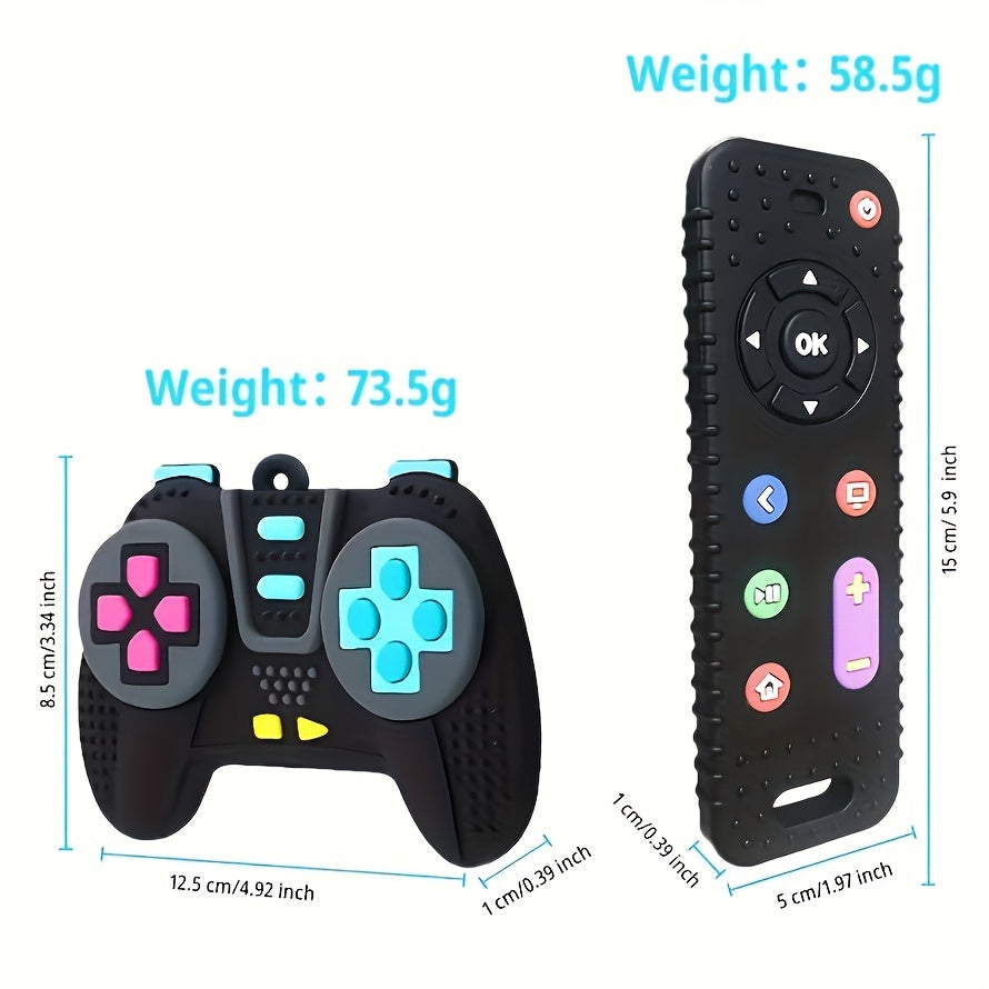 Silicone Baby Teething Toys Set – Chewable Remote and Game Controller Teether for Infants 0-3 Years, BPA-Free, Hand Wash Only, Sensory Development Educational Toy for Boys and Girls