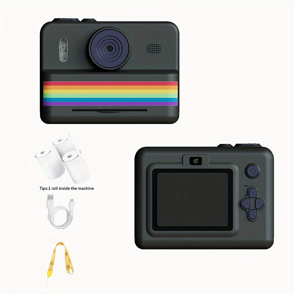 Youngsters Instant Print Camera, 2.8 Screen HD Digital Selfie Camera, Dual Lens Portable Toys with 3 Rolls Of Printing Paper, Christmas, Birthday, Halloween, Thanksgiving Gifts for 3-12 Years Old