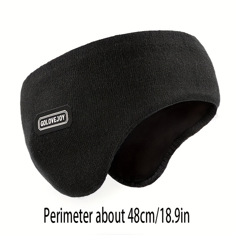 Men'S Boho Style Winter Ski Earmuffs, Outdoor Sports Cycling Windproof, Double Warm Headmuffs, Polyester Knit Fabric