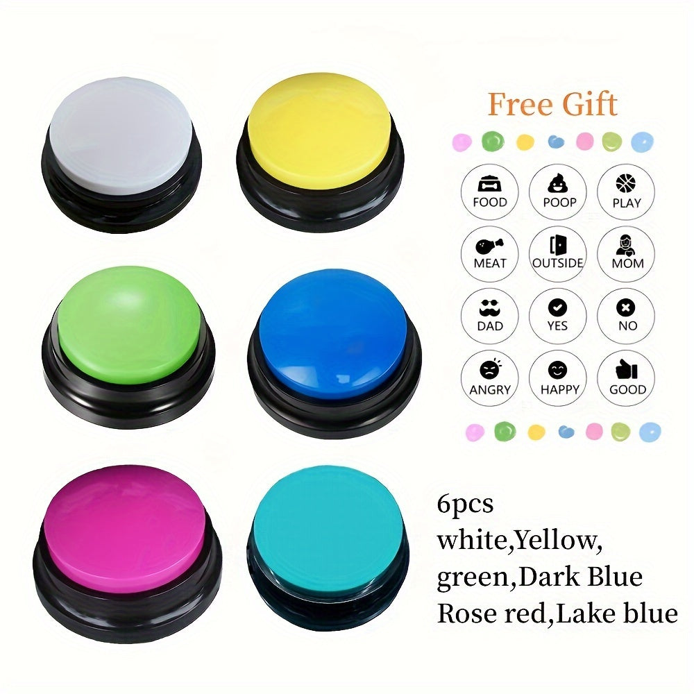 [Recordable Pet] Interactive Dog Talking Buttons | 6pcs | Battery-Powered | Recordable Pet Communication Toys | Portable & Cute