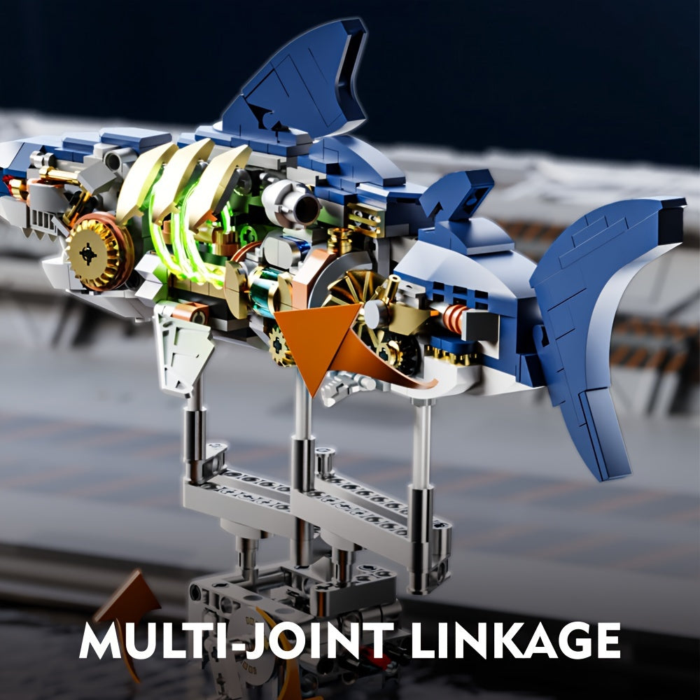 Ideas Shark Sea Creatures Building Set, Marine Animal Building Blocks Toys With Display Stand And Light, STEM Toys For Adults Crossing Ocean Lovers, 687pcs Christmas, Halloween Gift