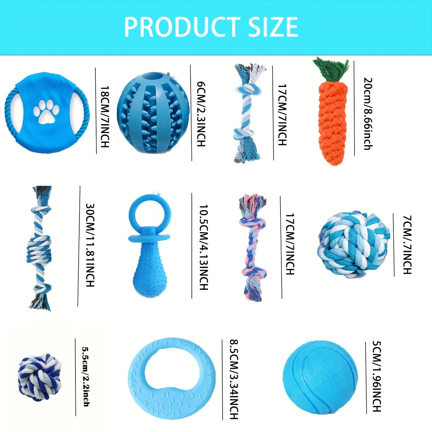 Dog Teething Chew Toys - 17 Pack Tough Small Medium Large Breed Puppy Toys, Dogs Rope Chew Toys Bundle for Boredom, Pet Interactive Squeaky Treat Dispensing Ball for Puppies