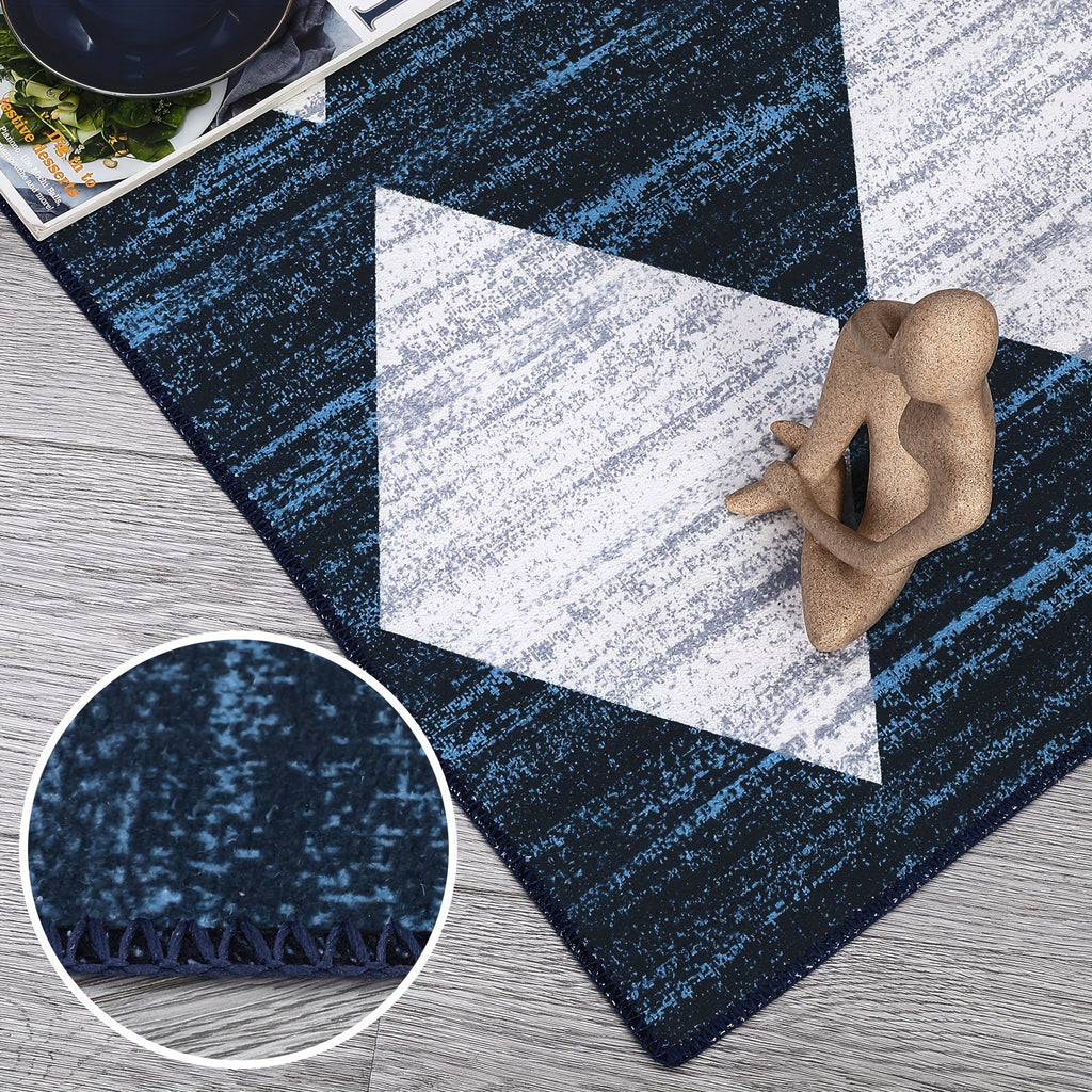 1 pc Geometric Living Room Rugs Modern Trellis Carpet Washable Rugs Distressed Bedroom Rug Large Area Rug Moroccan Office Rug Meline Checkered Rug, Dark Blue