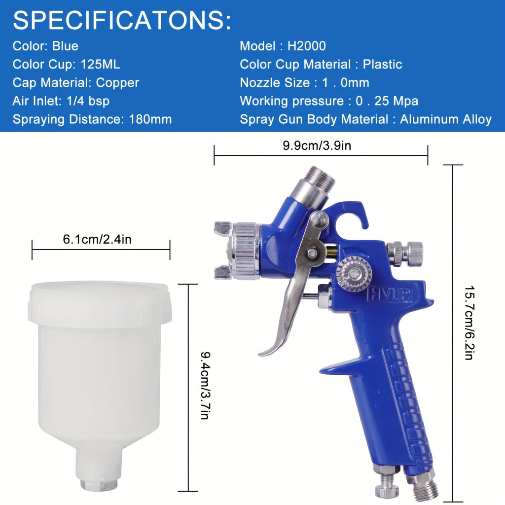 Mini HVLP Spray Guns Auto Car Detail Paint Sprayer Spot Repair With 0.8mm Or 1.0mm Nozzle 125CC - For Automotive Detailing & DIY Projects - Suitable for Professionals & Enthusiasts