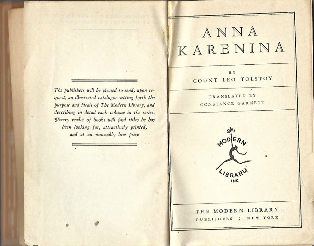 ANNA KARENINA by Count Leo Tolstoy H/C      B=9