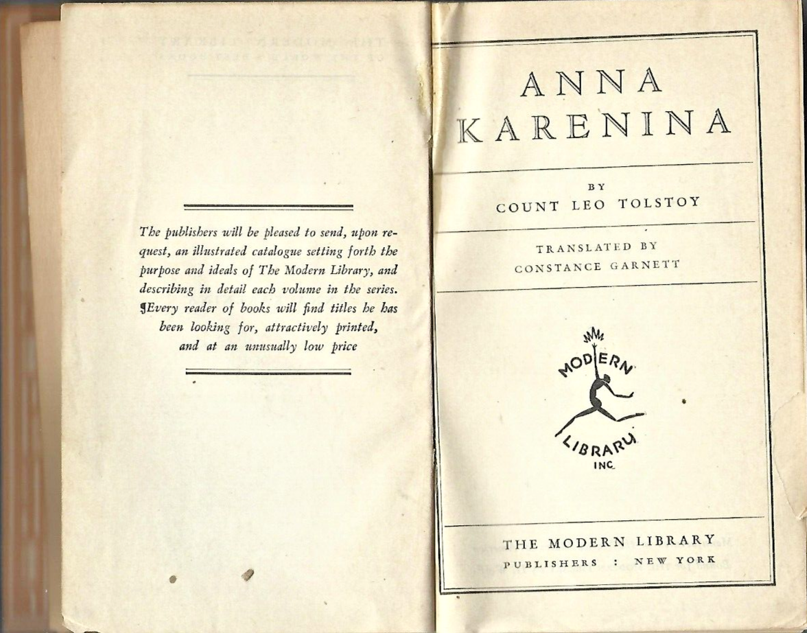 ANNA KARENINA by Count Leo Tolstoy H/C      B=9