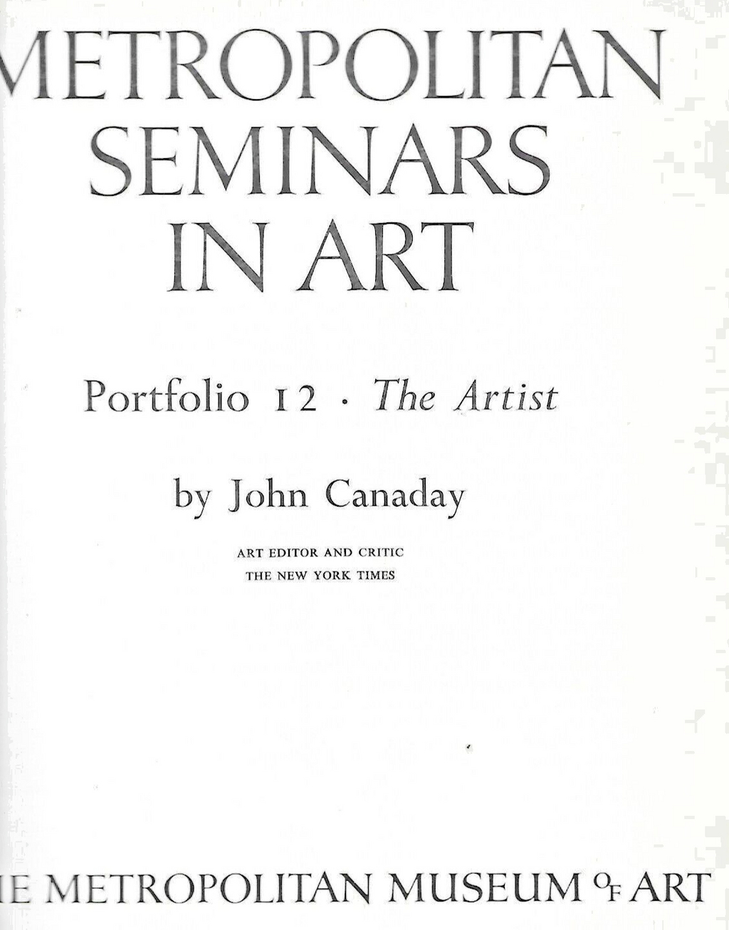 3-METROPOLITAN SEMINARS IN ART by John Canaday 1958    L-37     B-30