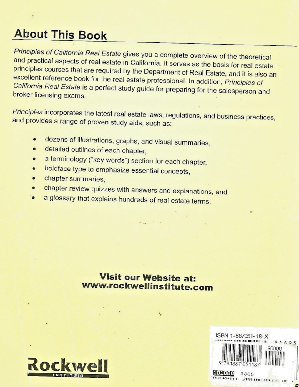 Principles of California Real Estate by D Rockwell & J HAUPT 2005 P/B       B-15