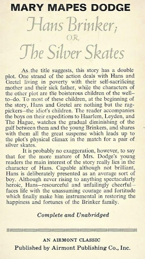 Hans Brinker 1966 Airmont Classic by Mary Mapes Dodge "Good"                B-26