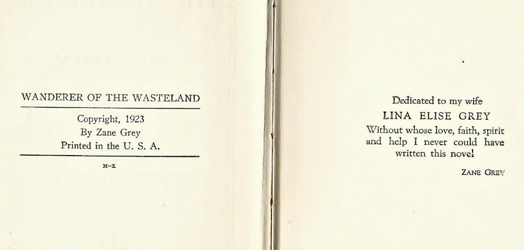 1923 WANDERER OF THE WASTELAND Zane Grey Grosset & Dunlap Hardcover.         B-6