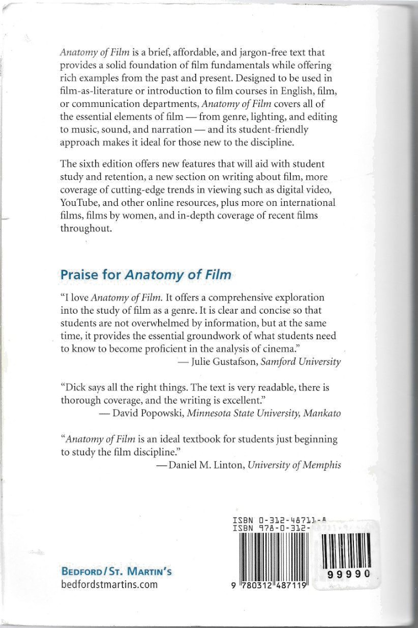 Anatomy of Film by Bernard Dick (2009, Trade Paperback       b32