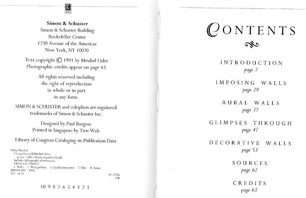 The Garden Wall 1993 1st Edition HC by Maribel Osler "MINT"                 B-29