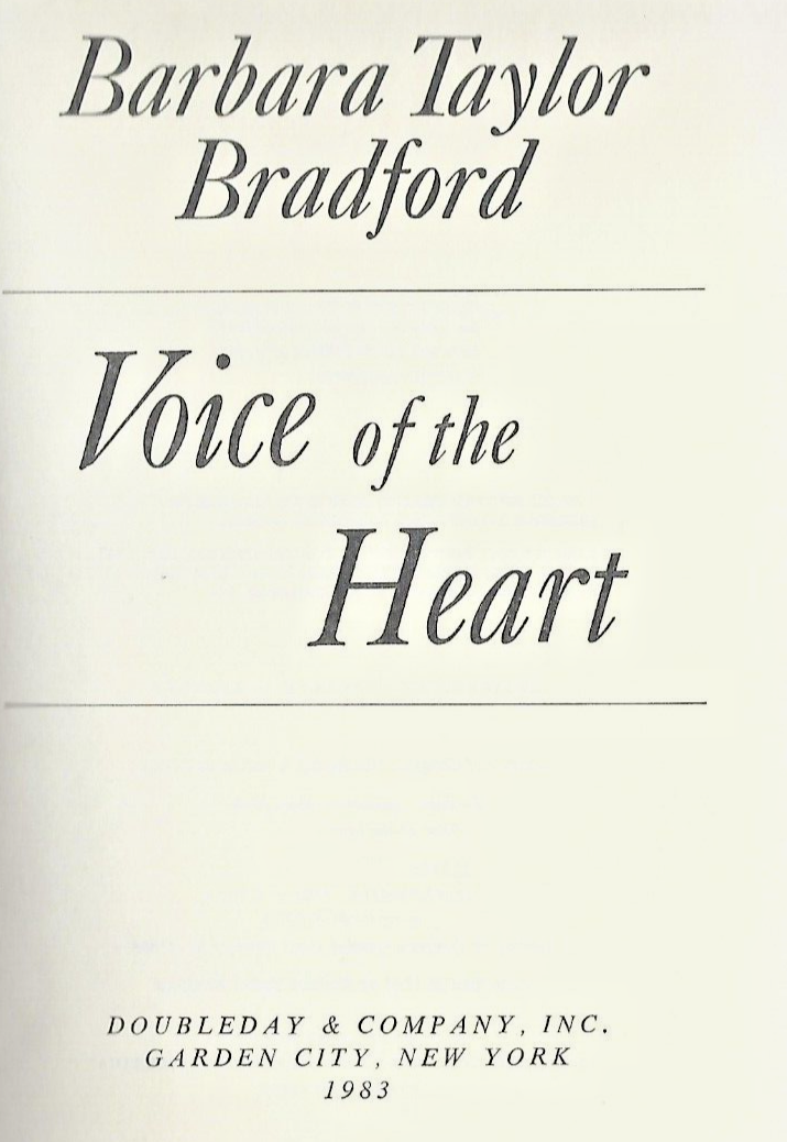 Voice of the Heart 1983 HC by Barbara Taylor Bradford                "GOOD" B-27